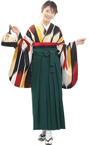 Fuuka-Kimono Women Hakama Skirt Single Item Andon 02 Green LL Size