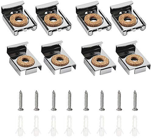 Rayong 2 Set (8 Stück) Ungerahmte Spiegelhalterung wand Federbelastete Spiegelhalterungen Spiegelhalter mit Dübel und Schrauben für Schweren Spiegel,Glas