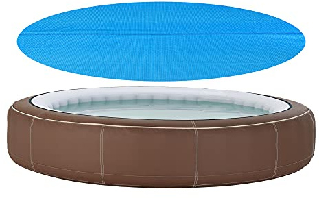 [en.casa] Solar Poolabdeckung Ferrarno Abdeckplane für Pool rund ⌀488 cm Solarplane aus PE für Schwimmbad selbstschwimmend Solarfolie Blau