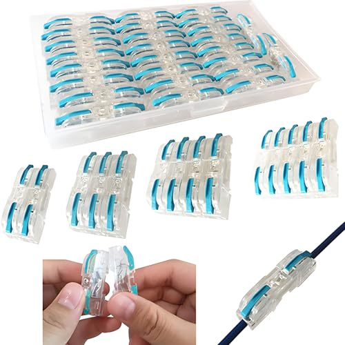Conectores Electricos, CTRICALVER 26 pcs SPL-1 Conector Cable, Conectores de cables compactos, Bilateral Rápido Resorte Conector Bloque Terminal (Combinación Libre, azul)