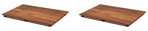 AsinoX TEK4A5070 Duschmatte aus Teakholz, Rechteck, 70 cm & TEK4A50100 Duschmatte aus Teakholz, Rechteck, 100 cm