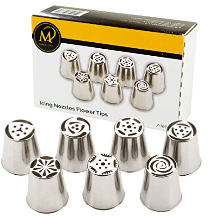 Marcel Paa - Spritztüllen für Blumendekoration Icing Nozzles Flower Tips Set, 7-teilig