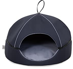 BARRY & LUCY Hundehaus Katzenhöhle 2in1 waschbar mit einem weichen Kissen Katzenbox Katzenkorb Korb für den Transport (Blau, L)