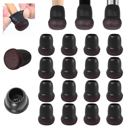 Ezprotekt Fundas para Patas de Silla, 16 Protectores de Suelo de Silicona Negra pequeña con Fieltro Envuelto, Tapas de Goma, Almohadillas Protectoras para pies de Muebles 13-20mm