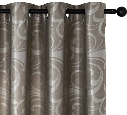GIRASOLE HOME® Coppia Tende Jacquard Semi Oscuranti Motivo Corinzio Tenda Morbida Termica Isolante per Soggiorno Camera e Interni 2 Pannelli con Occhielli (Grigio Corinzio, 140x275cm)