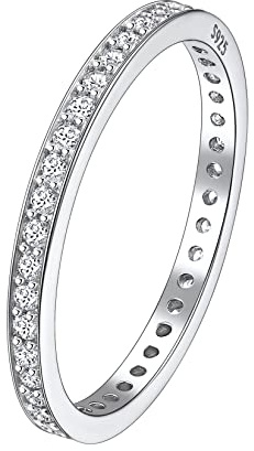 Supligt 925 Sterling Silver Band Rings for Women Girls Stackable Cubic Zirconia CZ Eternity Bands Wedding Ring Size 6