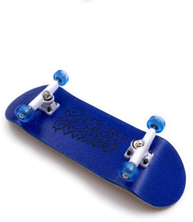 SPITBOARDS 32 mm fingerboard Complete Real Wood Set-Up (pre-assemblato, 5 strati), camion con scanalature, ruote portanti, nastro in schiuma Grip (ponte: blu, camion, bianco, ruote: blue)