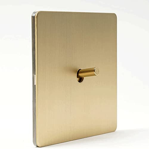 MAXEPO 1-4 Gang 2 Voies Interrupteur en Laiton Mat Interrupteur Levier 86 Type Panneau Brossé Dissimulé Double Commande Hôtel Prise Ménage Dessin Or Mat Style Industriel Rétro Applique Murale