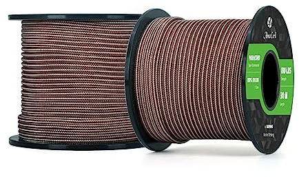 Abma Cord Paracord 100 lbs 2mm 100% Nylon 30M - Chocolate Brown & Khaki