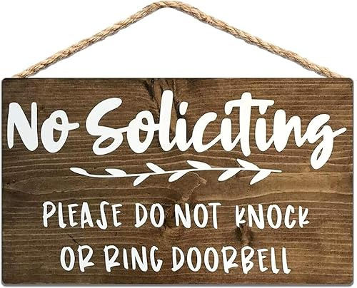 No Soliciting Wood Sign Please Do Not Knock Or Ring Doorbell Rustic Wooden Sign 8x12 inch / 20x30 cm
