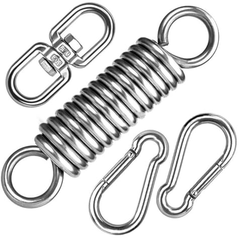 ZONADAH Hängesessel-Set, 4-teilig, Schaukelfeder-Hardware, robuste Aufhängung, drehbare Kleiderbügelhaken für Sandsäcke, schwere Tasche, Hängesessel, Schaukelsitz, Veranda-Schaukel, 200 kg