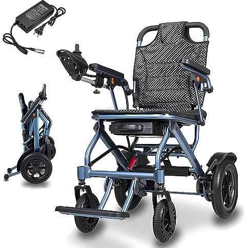 Bueuwe Elektrischer Rollstuhl Elektrisch Faltbar 150 kg Tragfähigkeit Leicht Transportrollstühle, Elektrische Rollstühle mit Stoßdämpfung, Elektrorollstuhl für Erwachsene,10a Lithium Batterie