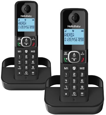 Hellobaby DECT 6.0 Cordless Phone with 2 Handsets, Reliable 1000 ft Range, Cordless Home Phone with Caller ID/Call Waiting, Call Block, Phones Landline with Blue Backlit Display, HB2688-2