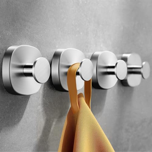 Daoun Ganci Ventosa, 4 Pezzi Ganci per Asciugamano Bagno, Appendi Accappatoio a Parete in Acciaio Inox, Appendiabiti da Parete Impermeabile per Bagno