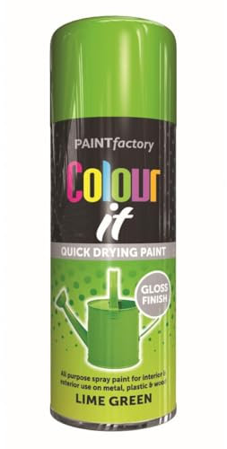 Inspired Essentials - All Purpose Aerosol Spray Paint 400ml Quick Drying Spray, Fast Dry and Excellent Coverage for Metal, Wood, Plastic and More (1, Lime Green)