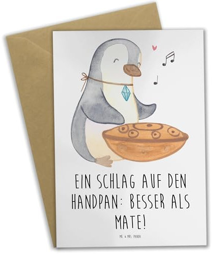 Mr. & Mrs. Panda Grußkarte Handpan Zauber - Geschenk, Schlag auf den, Notenblätter, Einladungskarte, Klänge, Design, Abitur, Beileid, Klappkarte, Musikinstrument, besser als Mate, Musikschüler, Frau