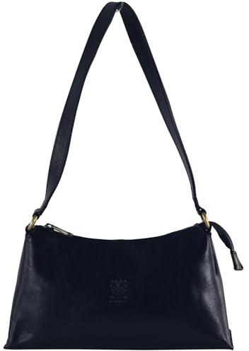 modamoda de - T255 - kleine Damentasche aus Leder made in Italy, Farbe:Dunkelblau