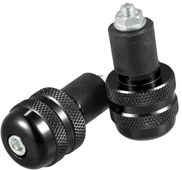 A ABSOPRO 2 Stück Motorrad Lenkerenden 18mm Lenkergriffe Universal Lenkergewichte Aluminiumlegierung Lenkerendkappen Schwarz Artikelaustausch