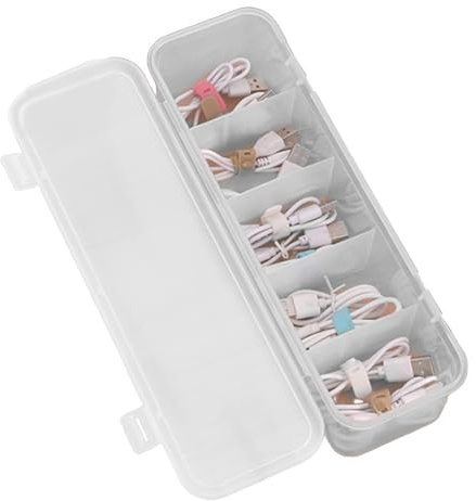 Caja organizadora de cables electrónicos,Caja de gestión de cables del cargador | Caja de papelería con cajón de escritorio - Caja apilable de la caja de almacenamiento del cargador con 10 divisores p