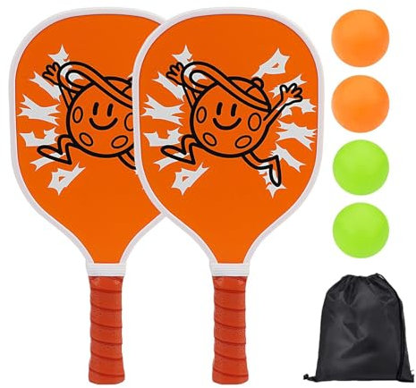 Schläger, Paddles Set Mit 4 Premium-Holzpaddeln, 4 Picklebälle, wasserdichte Tragetasche, Indoor & Outdoor Paddelschläger Tragbar, Premium Beachball Set Aus
