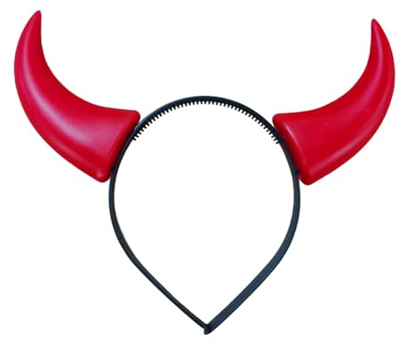 Augesak Teufelshörner Haarreif, Teufel Hörner Rot Stirnband, Teufelsohren Headband Kopfschmuck, Teufel Kostüm Damen Haarschmuck Accessoire, Teufel Zubehör für Karneval Halloween Fasching Party