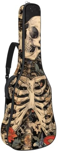 Skelett-Gitarrentasche für Akustikgitarre, dick, gepolstert, wasserdicht, für 101,6 cm, 104,7 cm, 106,7 cm, Mehrfarbig 04, 42.9x16.9x4.7 in, Lässiger Tagesrucksack