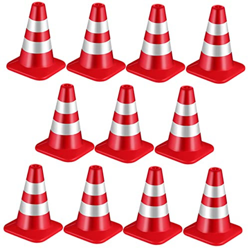 TOYANDONA 12stücke Mini Verkehrsmodelle Verkehrszeichen Spielzeug Kleine Kunststoff Verkehrskegel Für Lehrmittel Verkehrserziehung Und Kreative Mini-landschaftsrequisiten