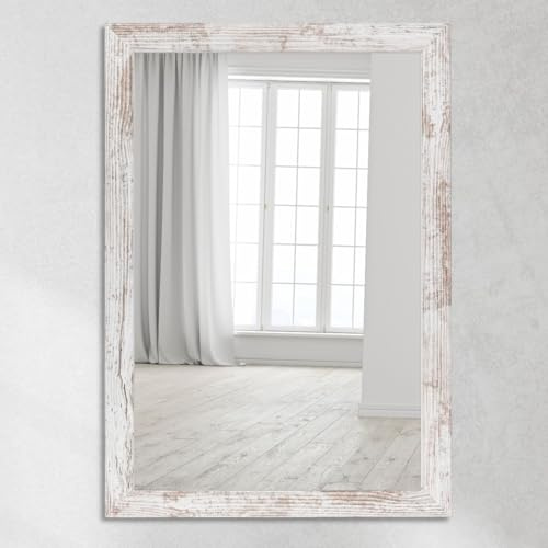 CLAMARO Wandspiegel Neo Collage 40 x 165 cm, Vintage Weiß, Holzrahmen 38 mm | Foliierter MDF-Rahmen, Echtglas-Spiegelscheibe, HDF-Rückwand für Stabilität, Metallaufhänger, Hoch- und Querformat