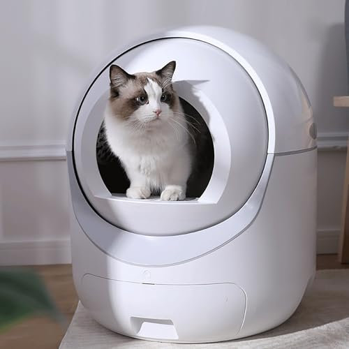 Selbstreinigende Katzentoilette PRO, Katzenklo Selbstreinigend 70L, Wägbar, Hygienisch, Geruchsneutral, APP-Steuerung, Große Fassungsvermögen, Mehrfacher Sicherheitsschutz, Geeignet für mehrere Katzen