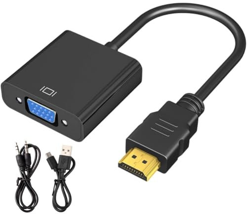 HiyyFloy Convertidor Adaptador De Micro a Vga Compatible con Audio con Cable De Alimentación USB, Convertidor De Cable Vga Macho a Hembra Compatible con Digital