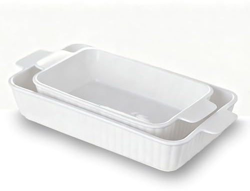 DSYZWEE 2-teiliges Auflaufformen set rechteckig, eckige Auflaufformen, Auflaufform groß 11.5Zoll, 9.25Zoll Kleine, Rechteckige Backformen mit Griffen, Ofenfest & Mikrowellenfest und Spülmaschinenfest