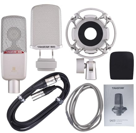SPYMINNPOO Microfono in Studio, Prelievo Cardioide del Condensatore Diaframma 300 Cm Cavo XLR per Giochi in Diretta e Registrazione Podcast