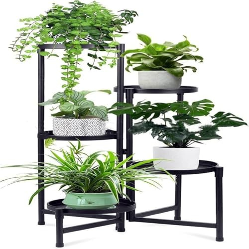 Pflanzenständer aus Metall mit 5 Ebenen, hohes Eckregal für den Innen- und Außenbereich, perfekt für mehrere Pflanzen, ideal für Garten, Terrasse, Rasen und Balkon