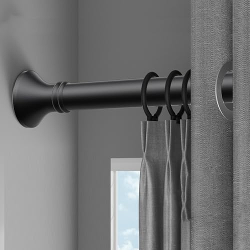Teleskopstange Zum Klemmen 300 400 500cm Gardinenstange Ohne Bohren Für Gartenpavillon, Spannstange Zum Klemmen, Ø33mm Edelstahl Vorhangstange Klemmstange Türrahmen(Schwarz,110-190CM)