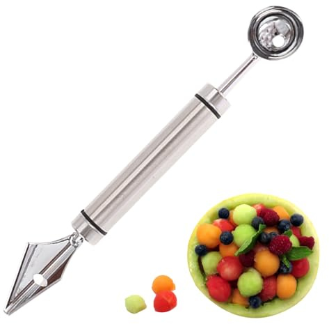 Cuillère à Fruits et Bouleuse,Double Cuillère Parisienne en Acier Inoxydable pour Pastèque | à Boules pour Pitaya Kiwi Tomates,Service Pitaya Kiwi Tomates Beurre Poire