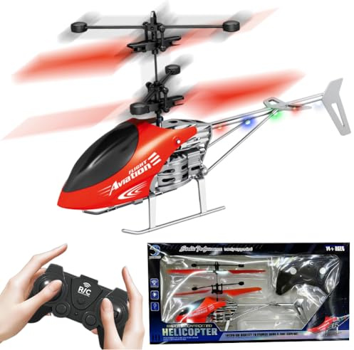 RC Helicopter Toy, Remote Control Helicopters for Kids Aircraft Model Toys Helicopters with Light Altitude Hold Helicopter Toy Radio Controlled Aircraft RC Flying Toys Gift - Red