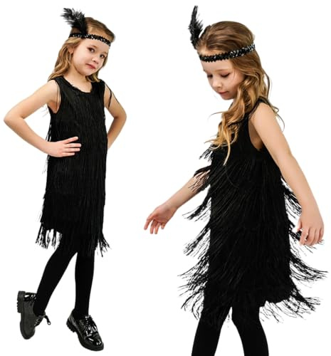 Kreeqe Charmiga retro latinsk dansdräkt för flickor med elegant franskjol för nötknäpparscen och höst för dansfester (svart, L)