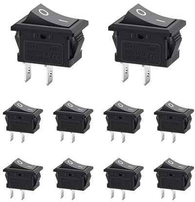 PNGKNYOCN KCD1-101 Rocker Switch,Snap-in Boat Toggle ON-Off 2 Pin 2 Position AC 125V 10A Rocker Switch for Household Appliances Boat Car (10 Pack)