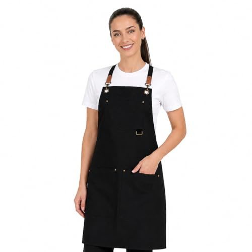 PALLTEX MAREA Kochschürze Herren & Damen – Robuste Frontschürze mit 3 Taschen, Stiftfach & verstellbaren Kreuzträgern | Strapazierfähig & bequem für Küche, Gastronomie & Alltag