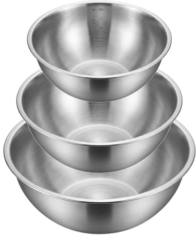 starfa lab 3Pcs Stainless Steel Mixing Bowls (0.7Litre,1.2Litre,1.8Litre)