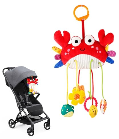 Barnvagnsleksak - 22,44 Inches Crab Trailer | Babysäng I Plysch Och Bomull - Mjuk Interaktiv Design För Att Främja Sensoriska Färdigheter För Flickor Och Pojkar I Bilen Eller