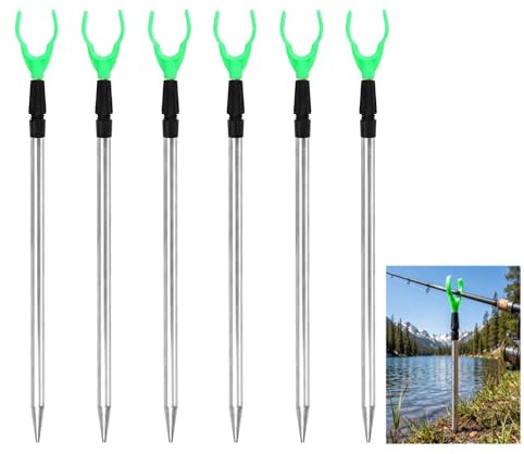 6 Pcs Fishing Rod Holder Set, 36 to 50cm Adjustable Extending Rod Rest, Aluminium Alloy Bank Sticks Rods Rest Stand, Fishing Accessories Holder for Ground Sand River Anglers Coarse Carp
