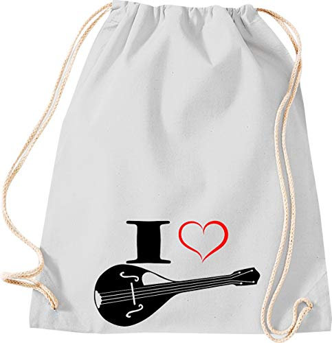 Shirtstown, Sac de gym Musique I Love Mandoline, gris clair