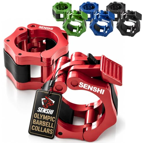 Senshi Japan Olympic Bar Collars Quick & East Barbell Collars, Portable & Travel Friendly, Heavy Duty Performance, Securely Fastened