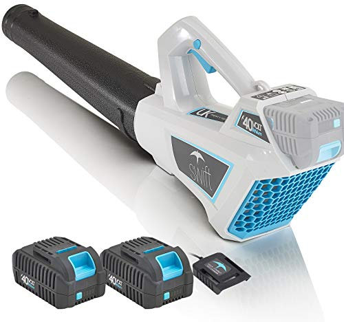 swift 40V Leaf Blower Cordless with Dual Battery and One Charger, 6 Speed Mode, Lightweight Turbo Battery Electric Blower for Lawn & Garden Care, Patio Cleaning, Blowing Leaves, Snow and Dust