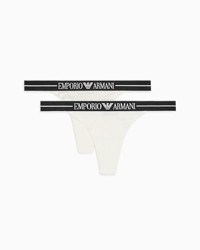 EMPORIO ARMANI Damen 2-Pack T-Thong Tangahöschen, White/White, M