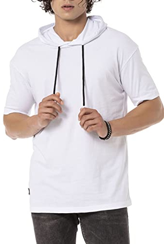 Redbridge Maglietta a maniche corte con cappuccio, in cotone di alta qualità, bianco, M