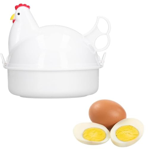 Egg Cooker, Microwave Egg Boiler, Cute Chicken Shape Microwave Egg Poacher 4 Eggs Boiler Steamer Steamer with Handle for Home Kitchen