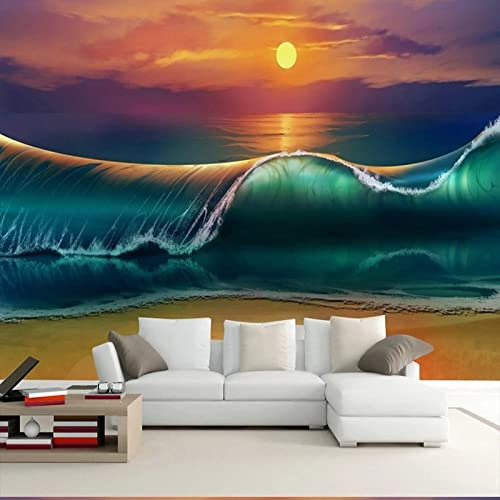 XTSWallpaper Sole Mare Paesaggio 240X150Cm Carta Da Parati 3D Effetto 3D Minimalista Fotomurale - Fotografica Fotomurali Decorazione Dell'Ufficio Della Camera Da Letto Del Salone, Pvc Hd
