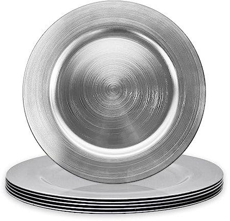 Opexscal Silver Charger Plates, Set of 6 Serving Charger Plate for Dinner Table, Wedding, Events Plate Chargers - 13 Inch